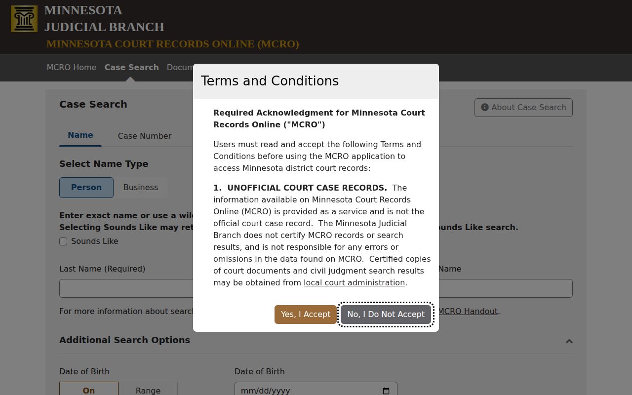 Minnesota court record search for Todd County release disposition