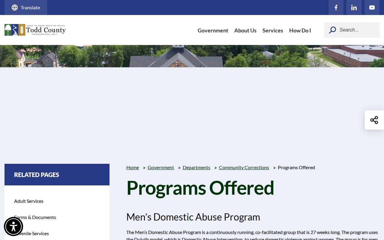 Todd County parole and probation intervention programs from Todd-Wadena Community Corrections